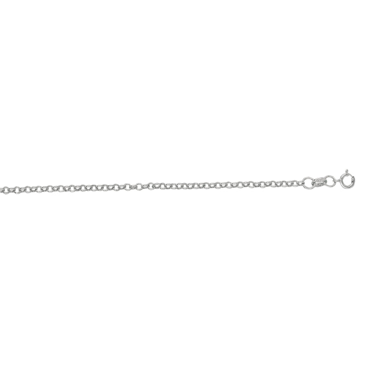 14K White Gold 1.9mm Lite Rolo 20 Chain with Spring Ring Clasp