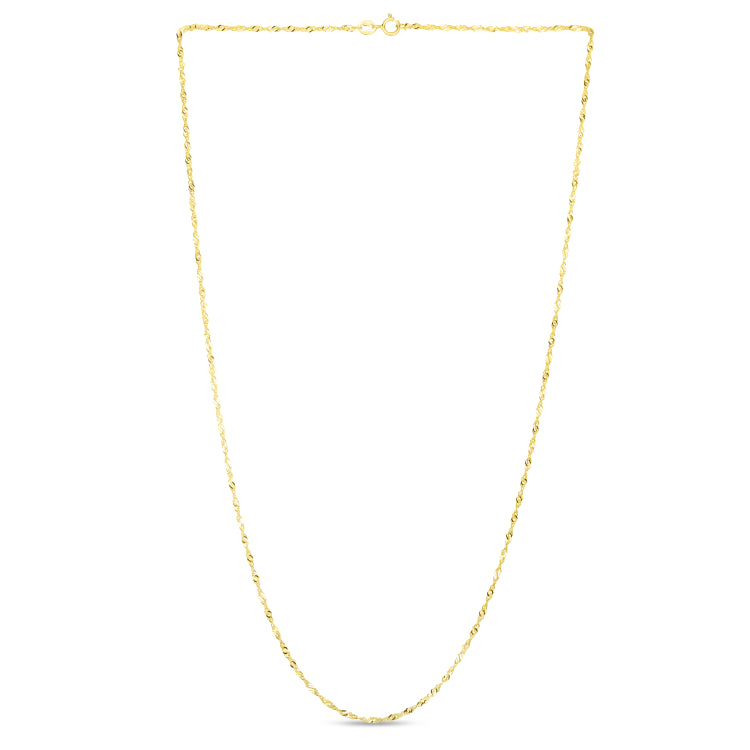 14K Yellow Gold 1.3mm Singapore 16 Chain with Spring Ring Clasp