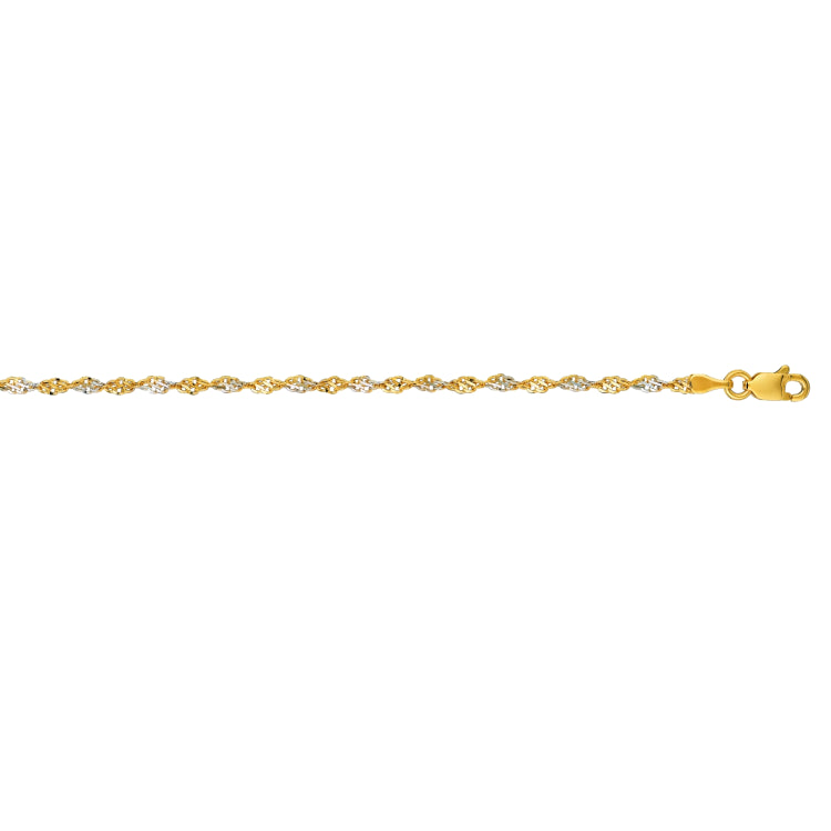 14K Gold 2.5mm Singapore 18 Chain with Lobster Lock