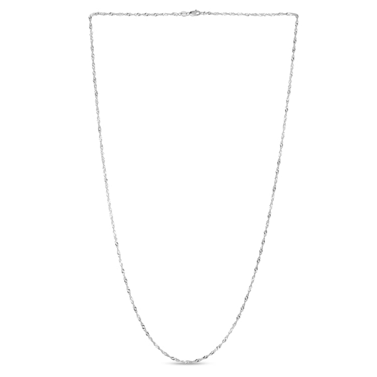 14K White Gold 1.3mm Singapore 20 Chain with Lobster Lock