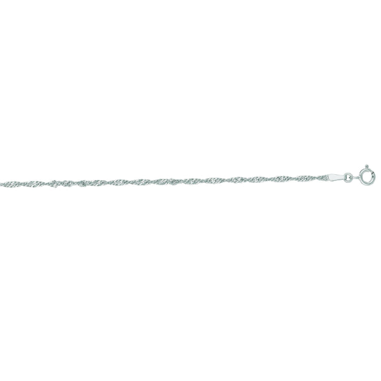 14K White Gold 1.8mm Singapore 20 Chain with Spring Ring Clasp