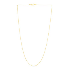 14K Yellow Gold 1.1mm Diamond Cut Bead 16 Chain with Lobster Lock