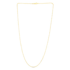 14K Yellow Gold 0.9mm Diamond Cut Bar and Bead 20 Chain with Lobster Lock