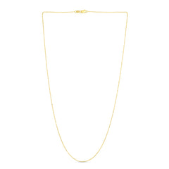 14K Yellow Gold 0.9mm Diamond Cut Bead 16 Chain with Lobster Lock