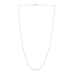 14K White Gold 0.9mm Diamond Cut Bead 18 Chain with Spring Ring Clasp