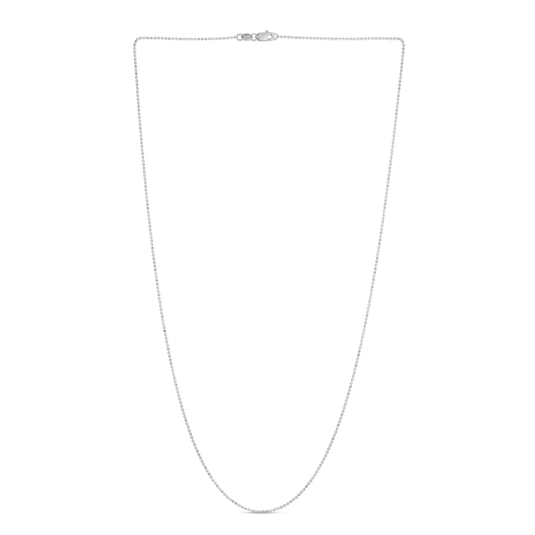 14K White Gold 0.9mm Diamond Cut Bead 16 Chain with Lobster Lock