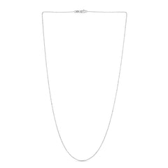 14K White Gold 0.9mm Diamond Cut Bead 16 Chain with Lobster Lock