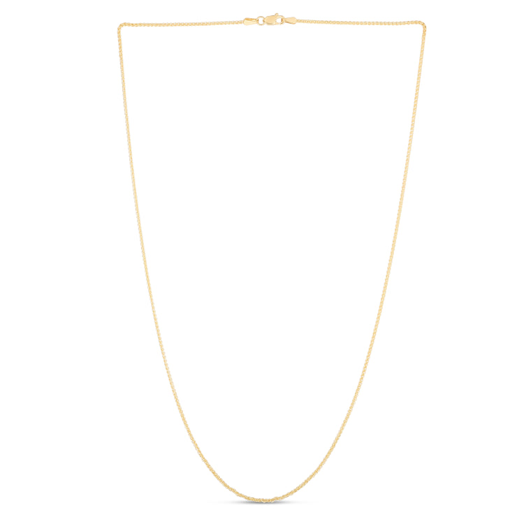 14K Yellow Gold 1.2mm Round Wheat 16 Chain with Lobster Lock
