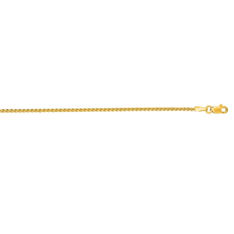 14K Yellow Gold 1.5mm Round Wheat 24 Chain with Lobster Lock
