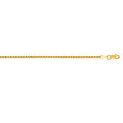 14K Yellow Gold 2.1mm Round Wheat 16 Chain with Lobster Lock