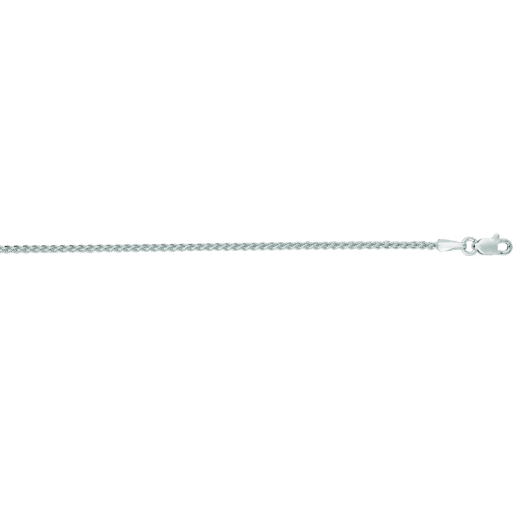 14K White Gold 1.5mm Round Wheat 18 Chain with Lobster Lock