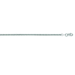 14K White Gold 2.1mm Round Wheat 24 Chain with Lobster Lock