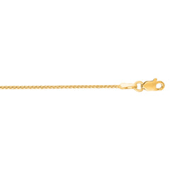 14K Yellow Gold 1.1mm Diamond Cut Round Wheat 18 Chain with Lobster Lock