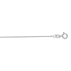 14K White Gold 0.6mm Diamond Cut Round Wheat 16 Chain with Spring Ring