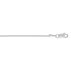 14K White Gold 1mm Diamond Cut Round Wheat 18 Chain with Lobster Lock