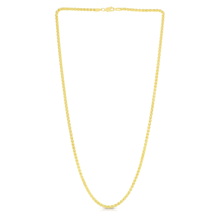 14K Yellow Gold 2.8mm Lite Round Wheat 22 Chain with Lobster Lock