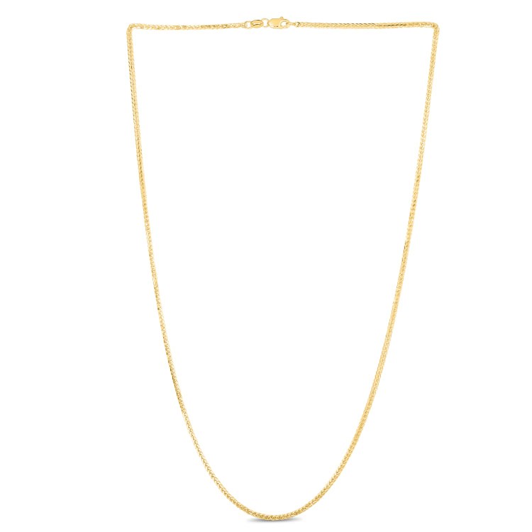 14K Yellow Gold 1.8mm Square Wheat 18 Chain with Lobster Lock