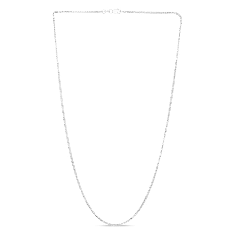14K White Gold 0.9mm Square Wheat 20 Chain with Lobster Lock