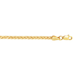 14K Yellow Gold 18 2.7mm Diamond Cut Lite Round Wheat Chain with Lobster Lock