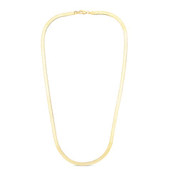 14K Yellow Gold 4mm Imperial Herringbone 8 Chain Bracelet with Lobster Lock