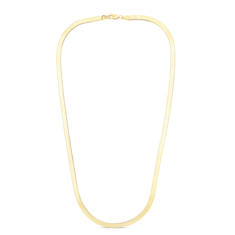 14K Yellow Gold 18 4mm Imperial Herringbone Chain with Lobster Lock