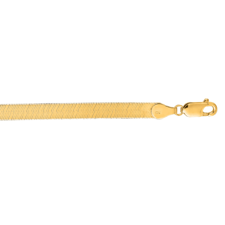 14K Yellow Gold 24 5mm Imperial Herringbone Chain with Lobster Lock