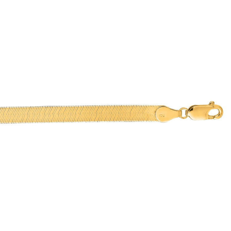 14K Yellow Gold 18 6mm Imperial Herringbone Chain with Lobster Lock