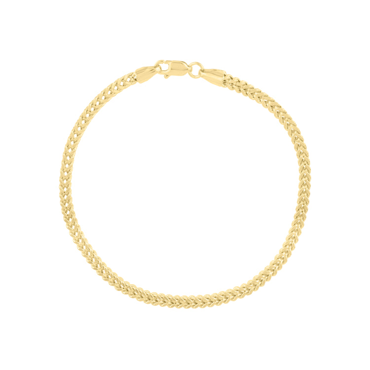 14K Yellow Gold 24 3mm Semi-Solid Square Franco Chain with Lobster Lock