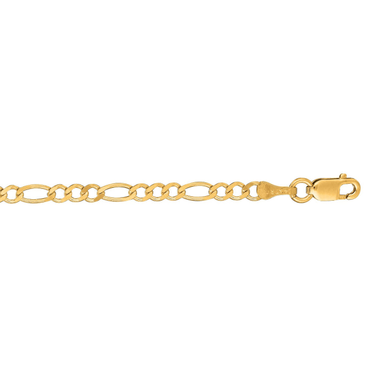 14K Yellow Gold 3.1mm Figaro 18 Chain with Lobster Lock