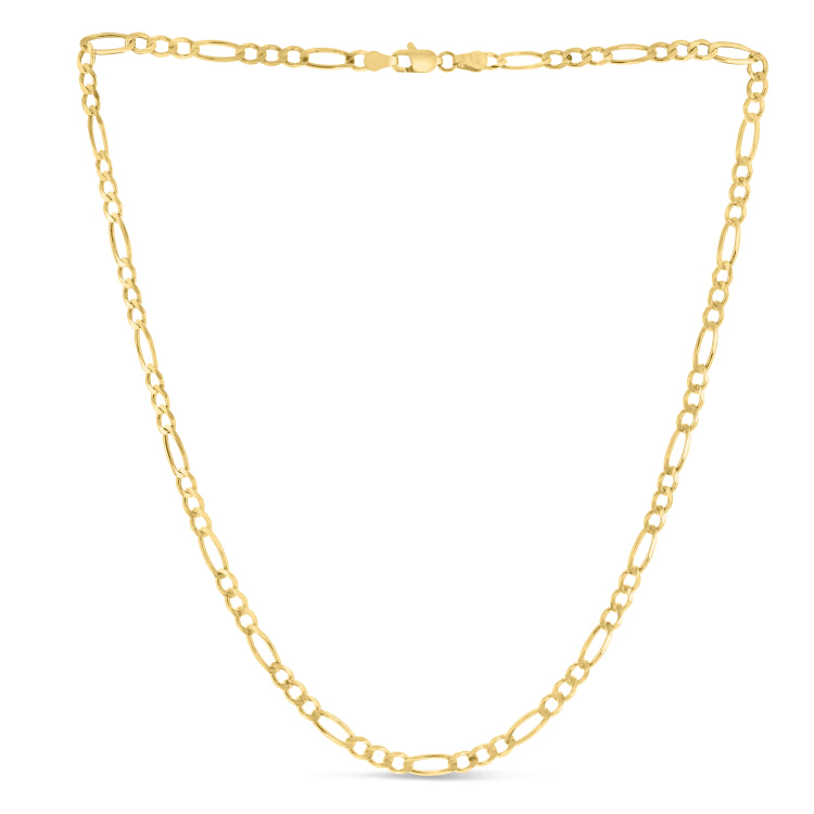 14K Yellow Gold 7 3.8mm Figaro Chain Bracelet with Lobster Lock