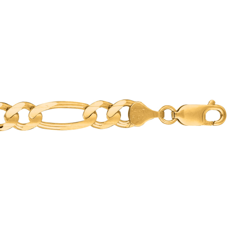 14K Yellow Gold 7mm Figaro 22 Chain with Lobster Lock