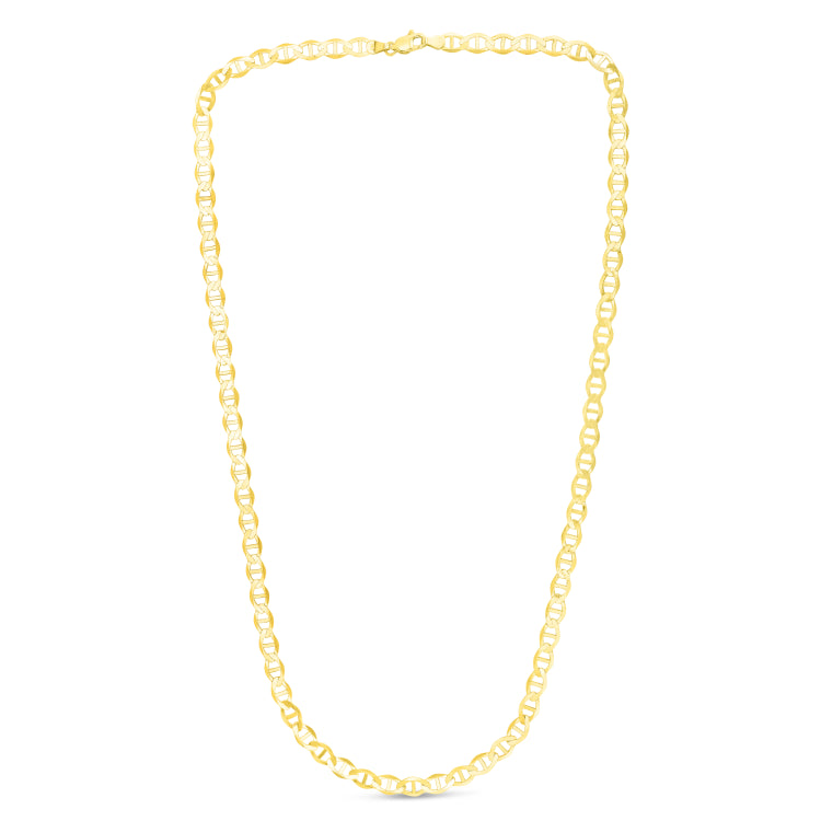 14K Yellow Gold 5.5mm Mariner 7 Chain Bracelet with Lobster Lock