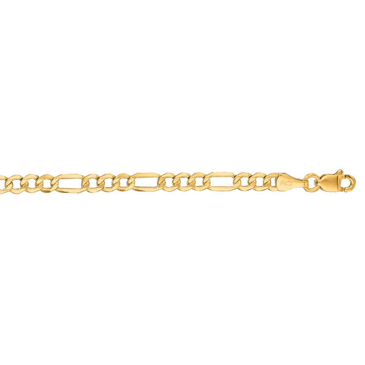 14K Yellow Gold 3.7mm Lite Figaro 18 Chain with Lobster Lock