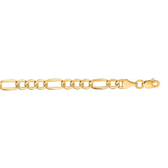 14K Yellow Gold 4.7mm Lite Figaro 7 Chain Bracelet with Lobster Lock