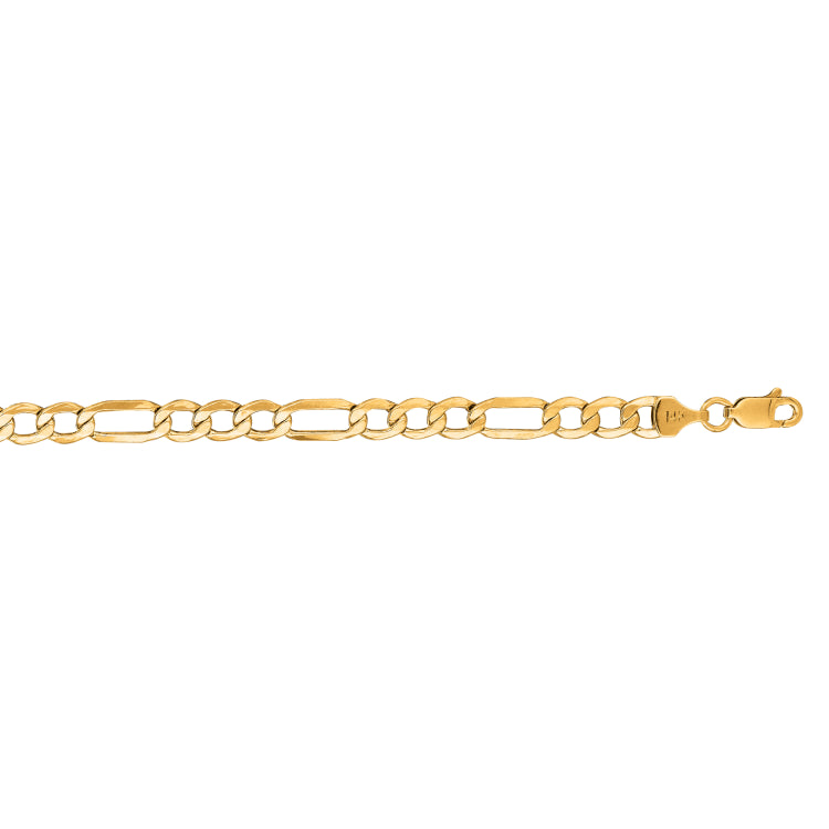 14K Yellow Gold 5.6mm Lite Figaro 8.5 Chain Bracelet with Lobster Lock