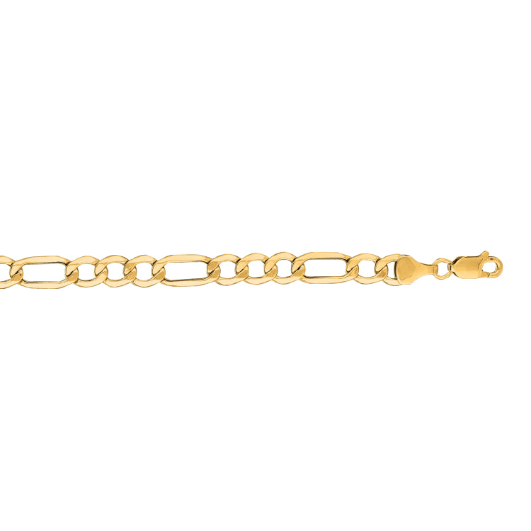 14K Yellow Gold 6.6mm Lite Figaro 20 Chain with Lobster Lock