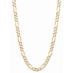 14K Yellow Gold 5.8mm White Pave Figaro 26 Chain with Lobster Lock