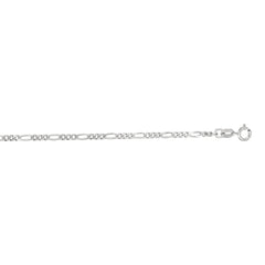 14K White Gold 1.9mm Figaro 16 Chain with Spring Ring