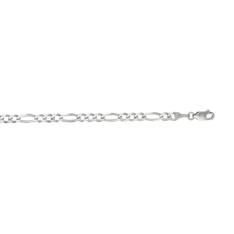 14K White Gold 3.8mm Figaro 22 Chain with Lobster Lock