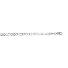 14K White Gold 3.8mm Figaro 24 Chain with Lobster Lock