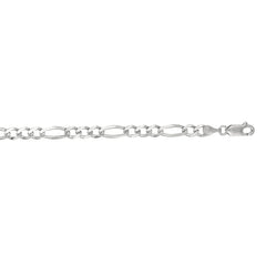 14K White Gold 4.6mm Figaro 8 Chain Bracelet with Lobster Lock