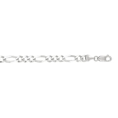 14K White Gold 6mm Figaro 8 Chain Bracelet with Lobster Lock