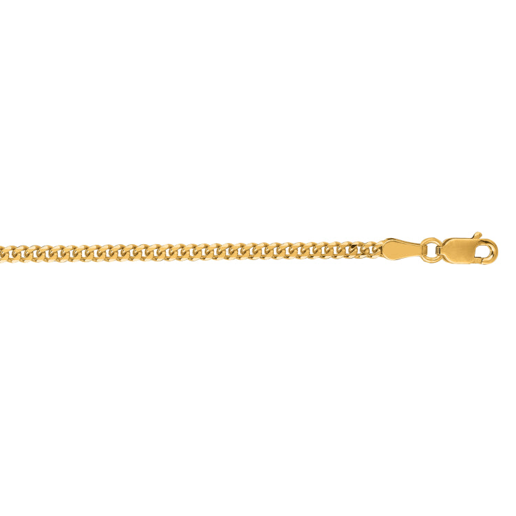 14K Yellow Gold 2.2mm Gourmette 22 Chain with Lobster Lock