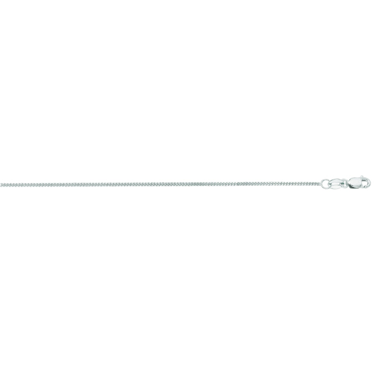 14K White Gold 1mm Gourmette 20 Chain with Lobster Lock
