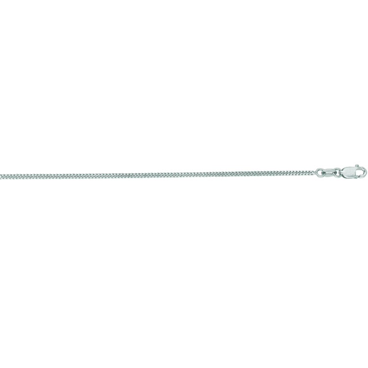 14K White Gold 1.4mm Gourmette 18 Chain with Lobster Lock