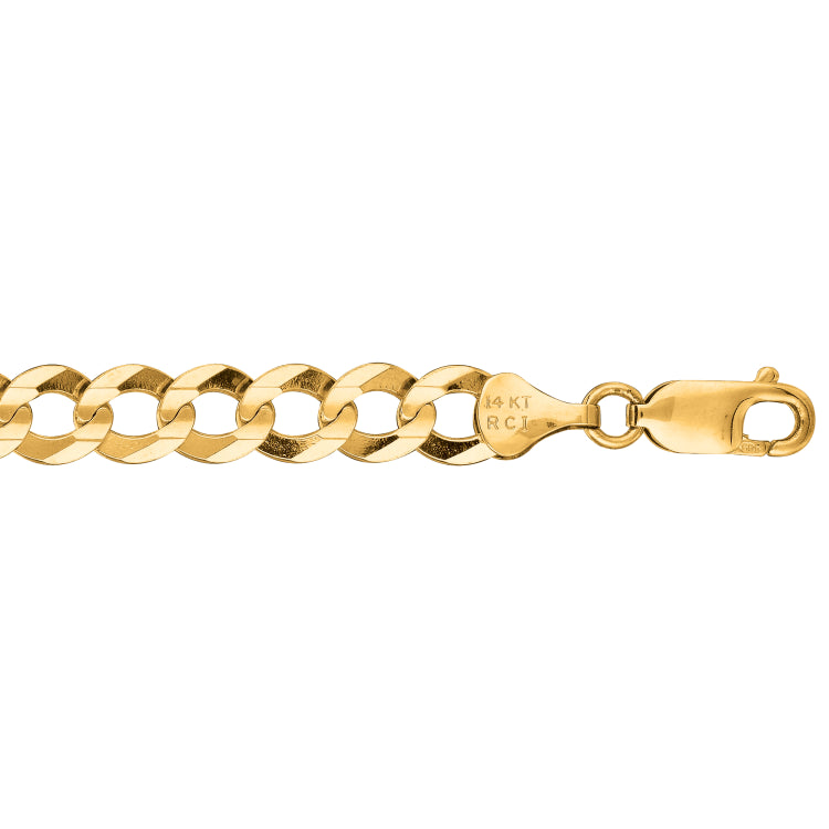 14K Yellow Gold 7mm Comfort Curb 22 Chain with Lobster Lock