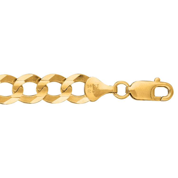 14K Yellow Gold 10mm Comfort Curb 24 Chain with Lobster Lock