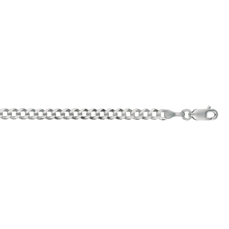 14K White Gold 3.6mm Comfort Curb 18 Chain with Lobster Lock