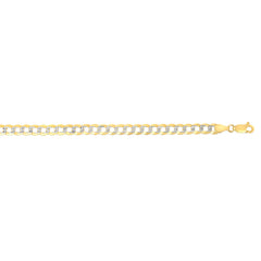 14K Yellow Gold 5.7mm White Pave Curb 24 Chain with Lobster Lock