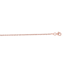 14K Rose Gold 1.6mm Diamond Cut Royal Rope 18 Chain with Lobster Lock